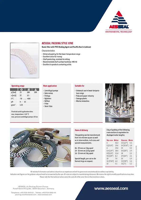 AES 870E Metric Packing Brochure
