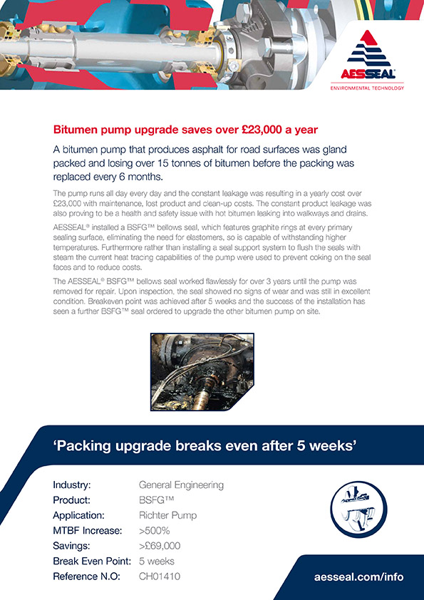 Bitumen pump upgrade saves over £23,000 a year