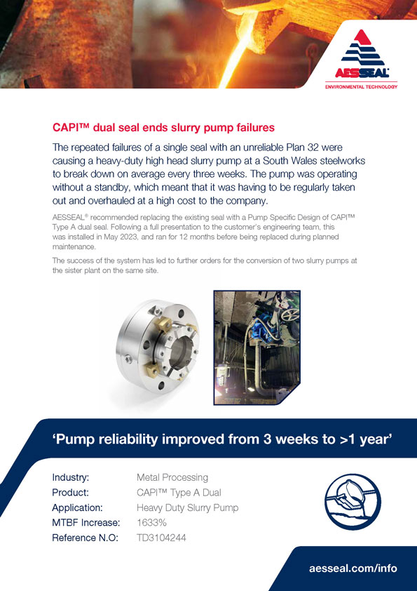 CAPI™ dual seal ends slurry pump failures