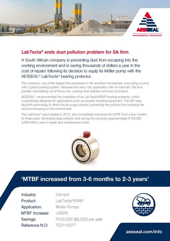 aesseal.com/info LabTecta® ends dust pollution problem for SA firm