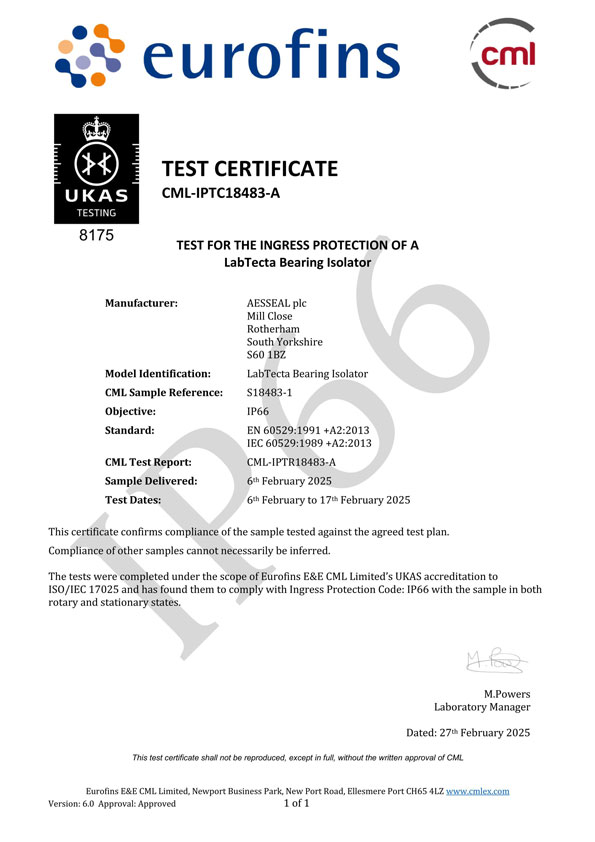 Thumbnail of the IP66 Test Certificate