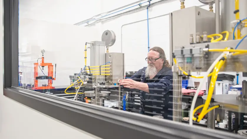 An AESSEAL employee within a testing facility.