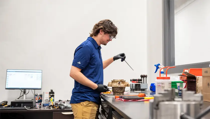 An AESSEAL employee repairing a mechanical seal.