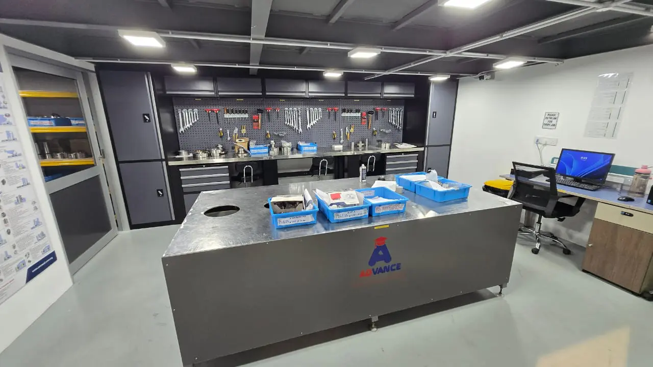 Supply room with tools neatly displayed.