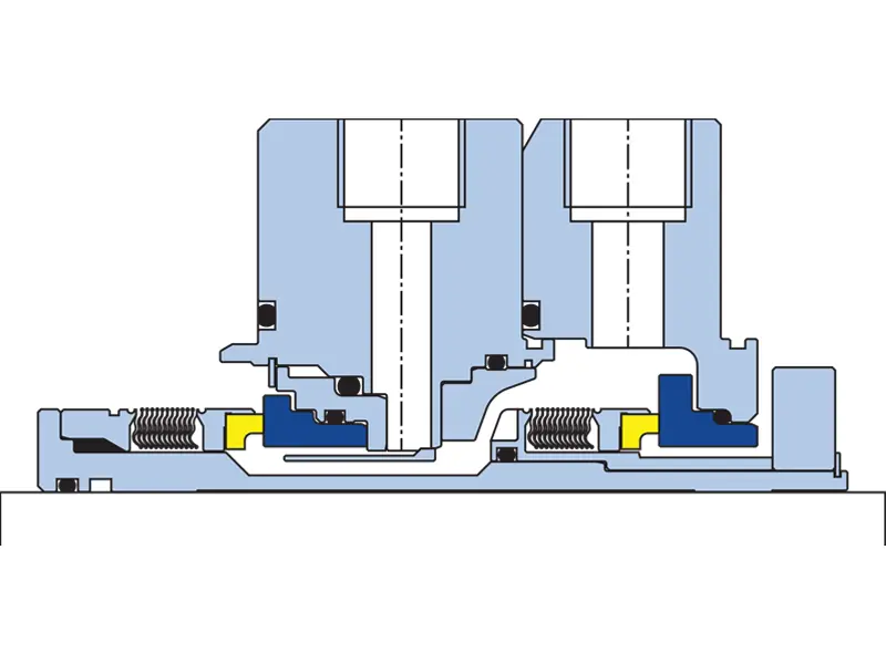 An internal diagram view of the CAPI B Dual mechanical seal.