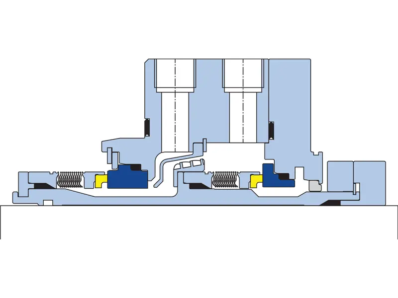 An internal diagram view of the CAPI C Dual mechanical seal.