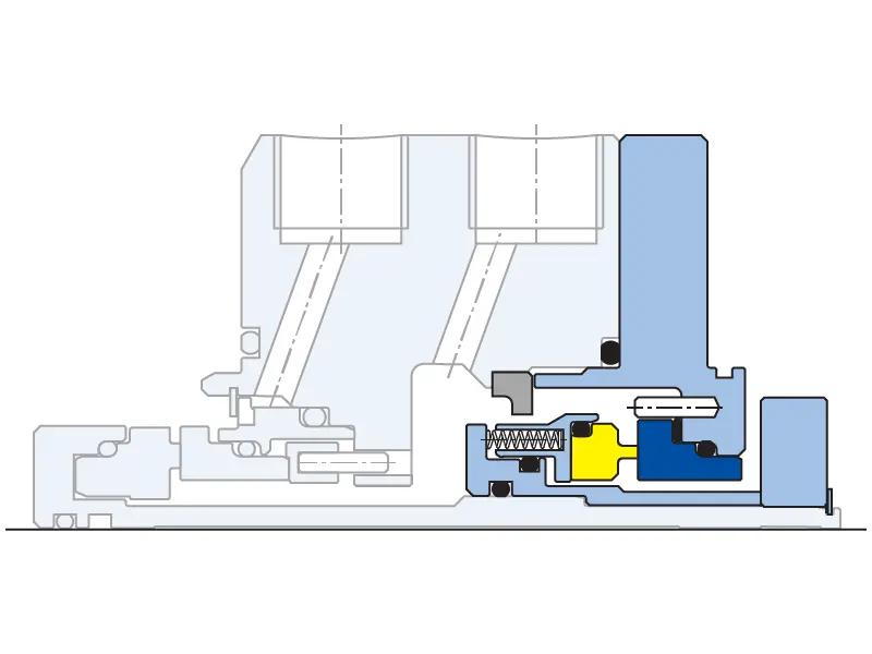 An internal diagram view of the CAPI Containment mechanical seal.