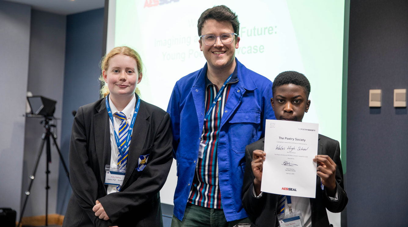 Students with certificate for The Poetry Society