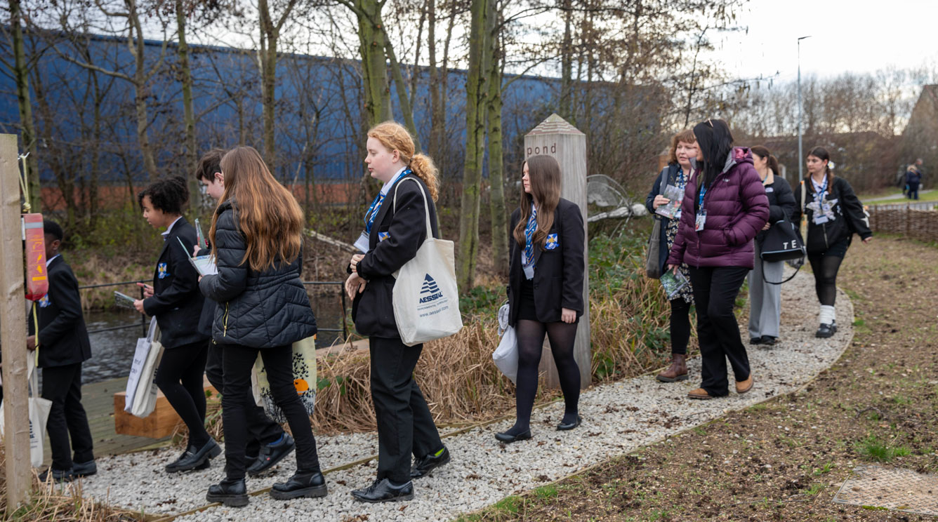 Students at the Pond on the AESSEAL Treewalk