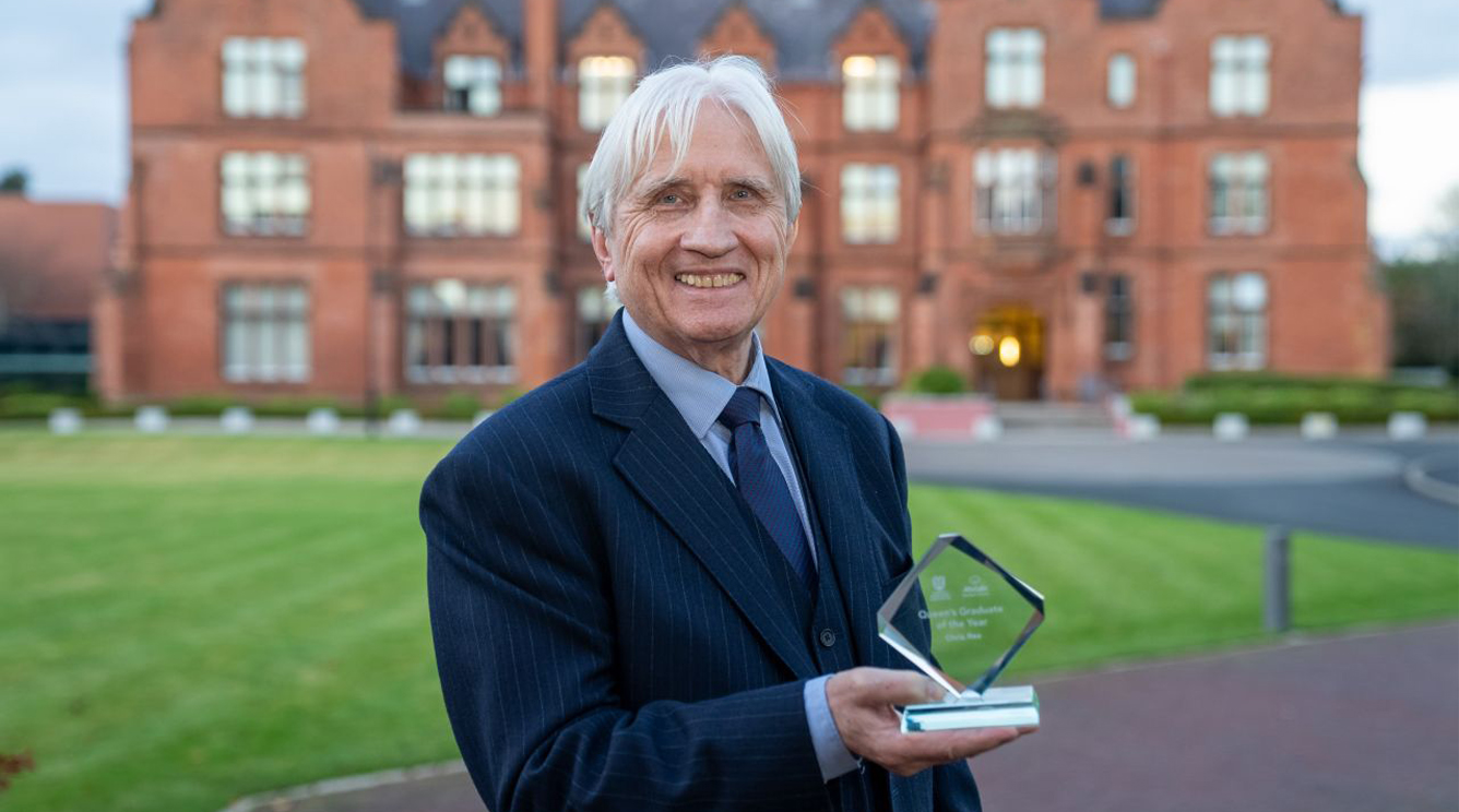 Chris Rea Collecting Queens Award from University of Belfast