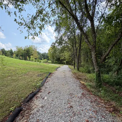 A neat gravel path in the shade of trees.